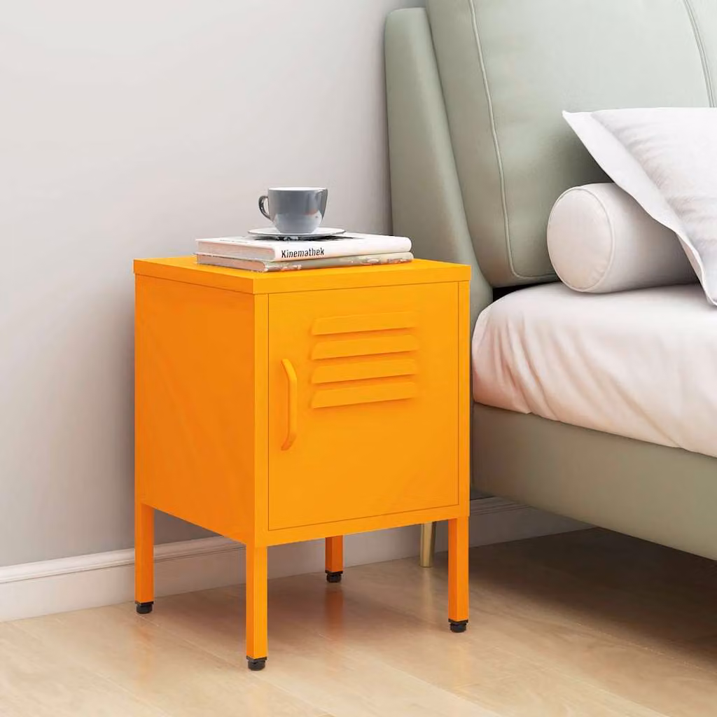 Comodino moderno vidaXL in metallo giallo senape L/P/H: 35 x 35 x 51 cm