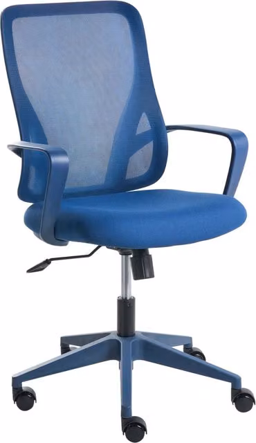 Sedia da ufficio BELIANI in tessuto blu con schienale in rete, girevole a 360 gradi e con braccioli, ideale per home office e studio