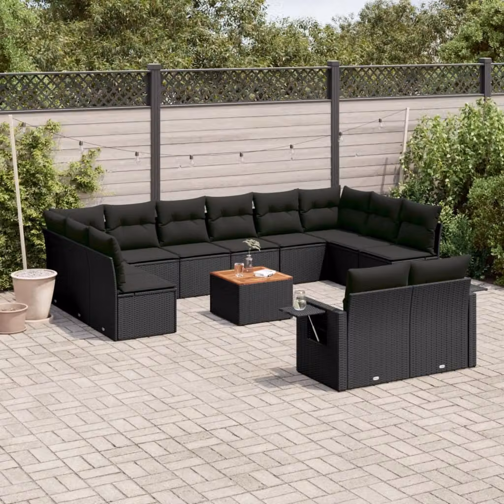 Maison Exclusive - Set Divani da Giardino 13pz con Cuscini Nero in Polyrattan