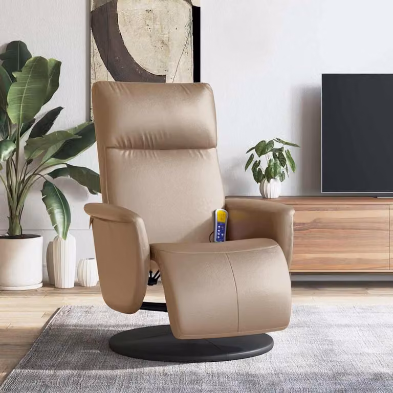 Poltrona Reclinabile Relax vidaXL in Similpelle Beige e Marrone con Poggiapiedi e Braccioli