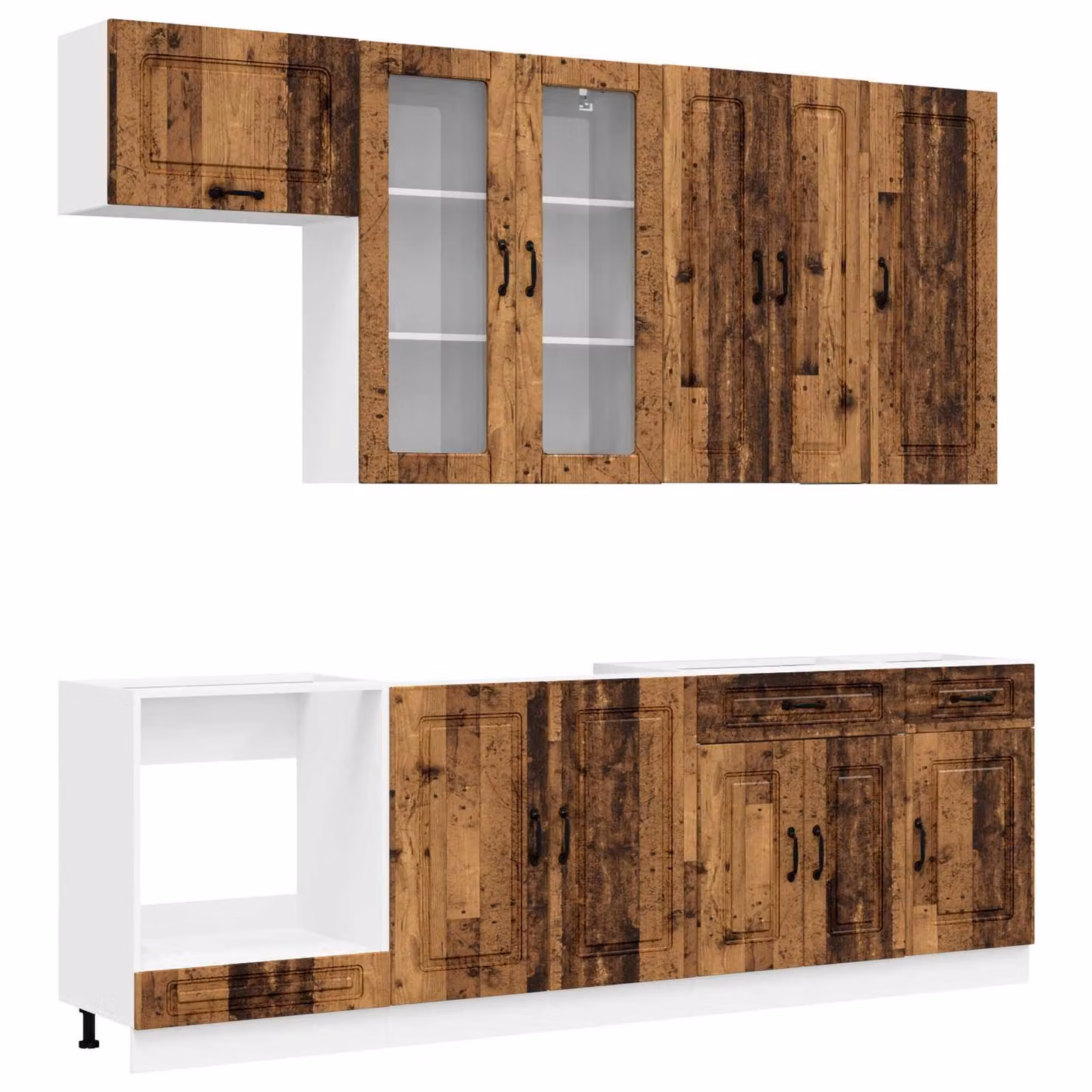 Unità cucina moderna vidaXL KALMAR in legno marrone, 8 pezzi con ante a battente e cassetti