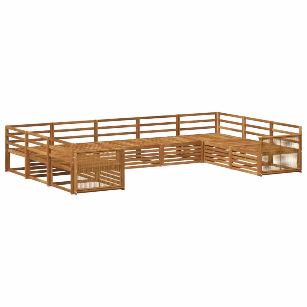 Set di divani da esterno a L vidaXL in legno di acacia massello marrone 9 pezzi – 2