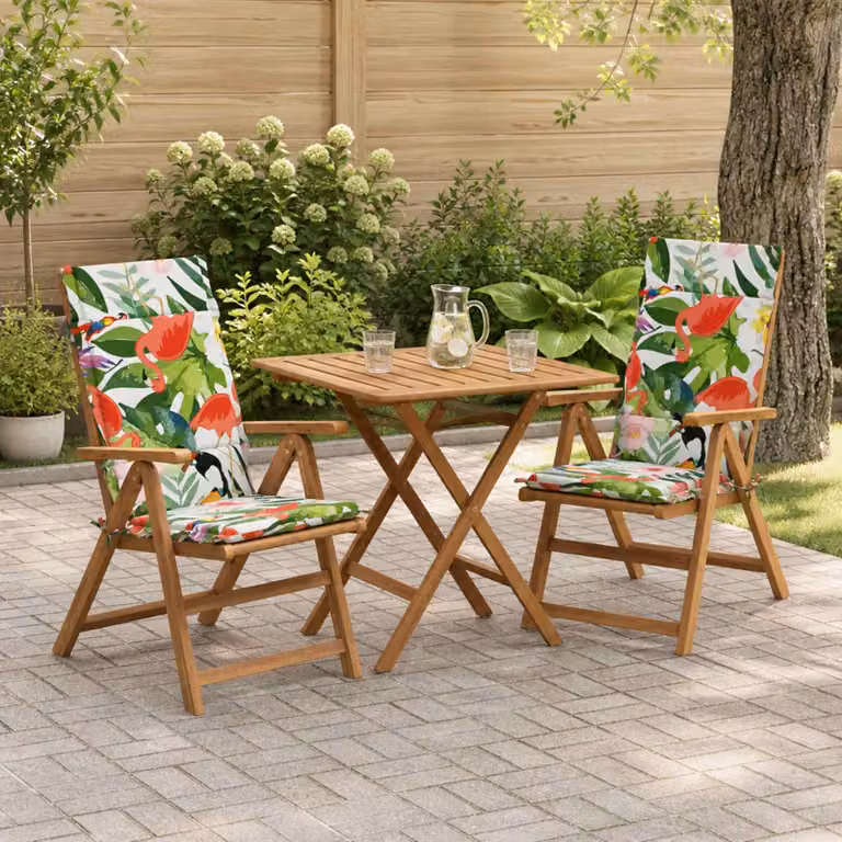 Set di 2 cuscini per sedia alta vidaXL GEMERT multicolore in poliestere con rivestimento rimovibile e resistente ai raggi UV