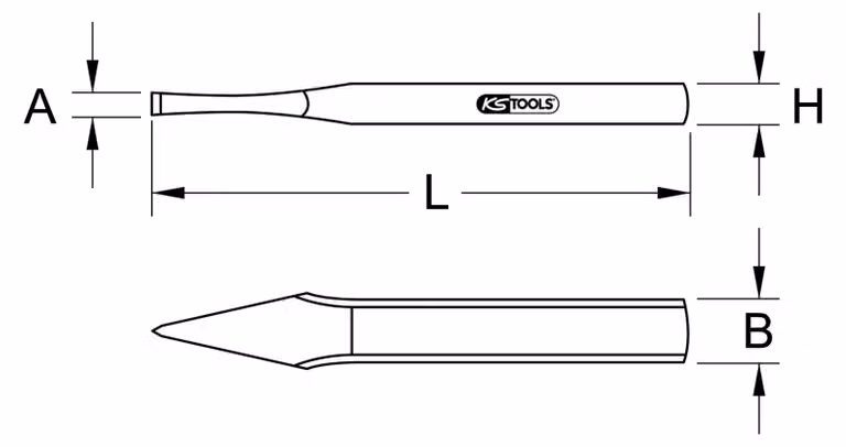 KS TOOLS Scalpello piatto ovale 8x200 mm - 162.0285