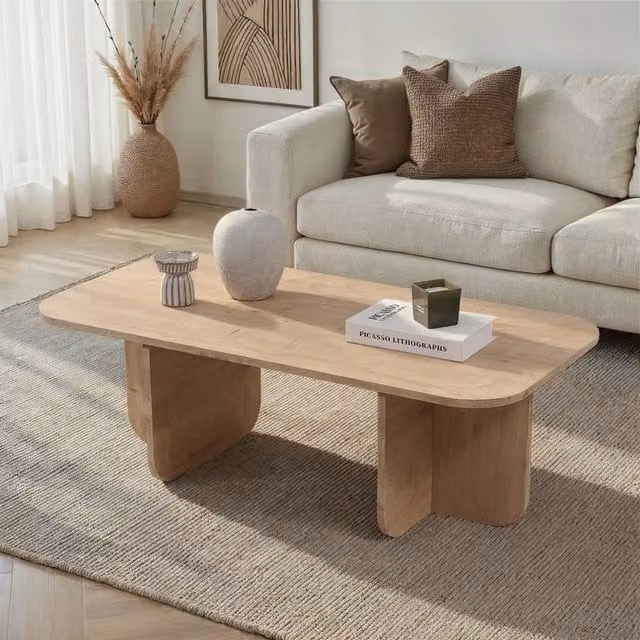 Nomeva, Tavolino da Salotto Rettangolare in Legno Rovere Chiaro, L: 126 cm, P: 60 cm, H: 41 cm – 1