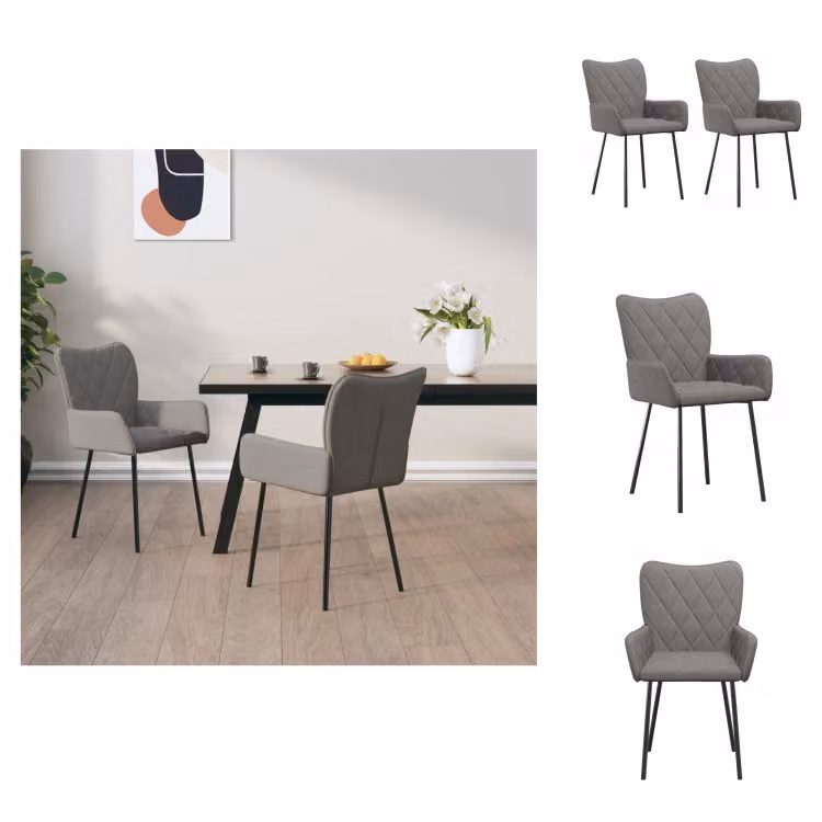 vidaXL Sedie da pranzo 2 pezzi. Tessuto grigio chiaro - Sedie da pranzo