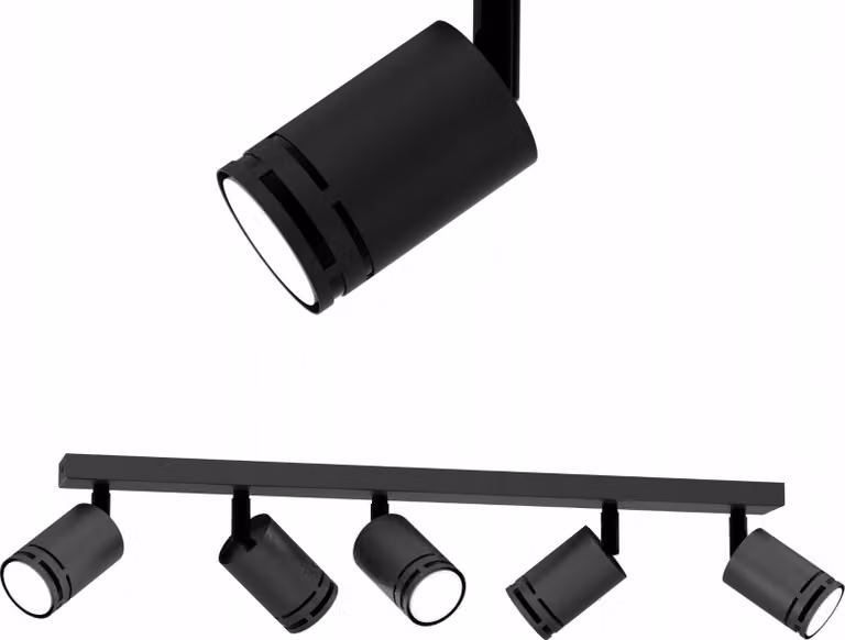 Lampada Da Soffitto Led Nera Mobile Con Inserto Gu10 E Faretto Regolabile