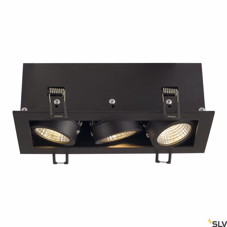 Kadux LED plafoniera da incasso angolare nera a 3 luci con montaggio cardanico