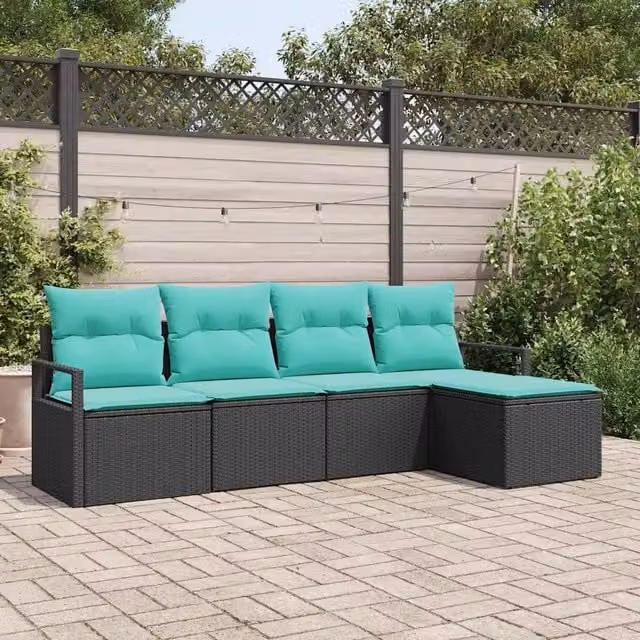 Set di divani 5 pz Nero polyrattan 3346346
