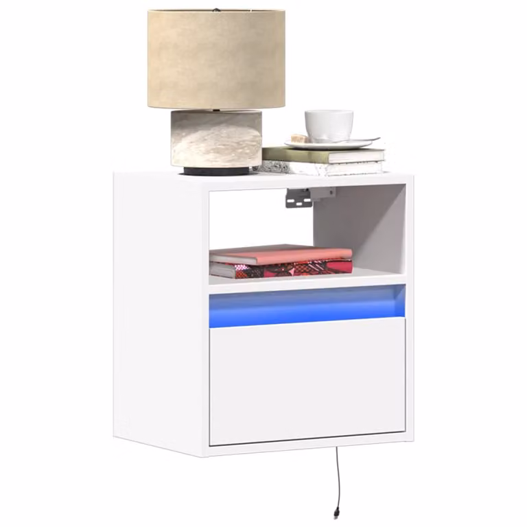 Comodino da parete vidaXL con luci LED integrate, bianco moderno