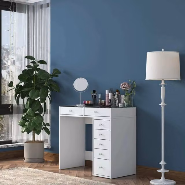 Consolle Aldhibah in legno nobilitato bianco L 90 x P 44,5 x H 79,8 cm
