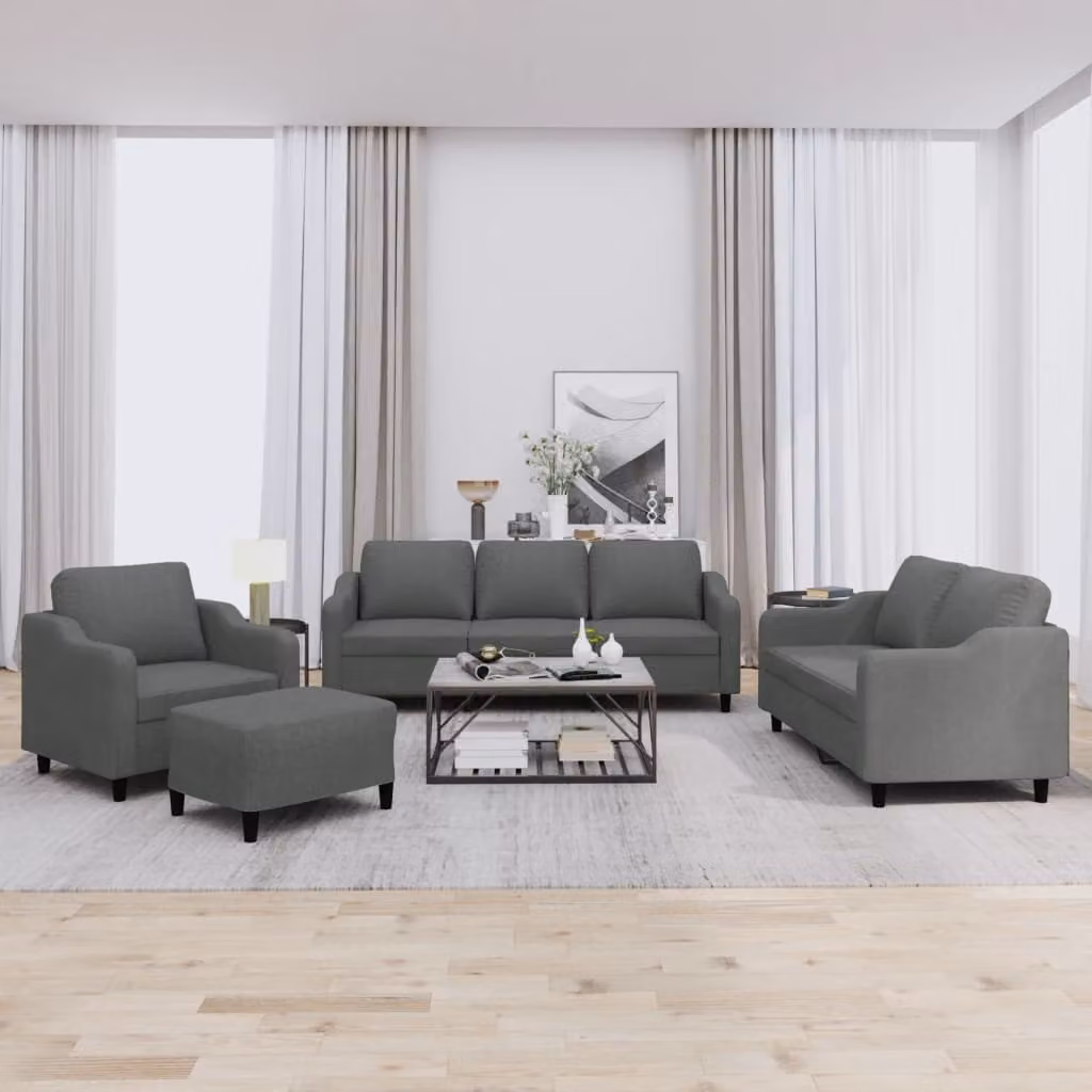 Maison Exclusive - Set divano 4 pezzi con cuscini in tessuto grigio scuro