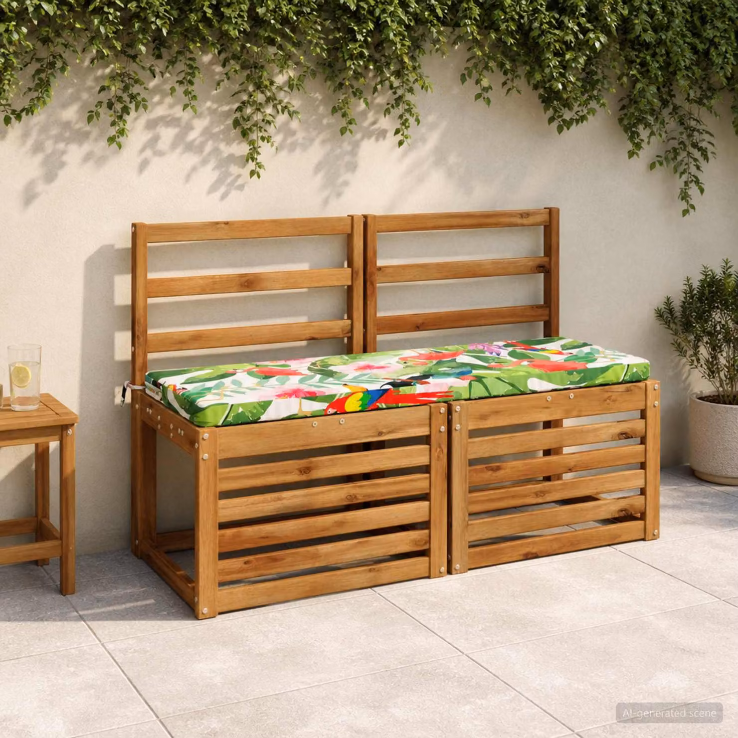 Set di 2 cuscini per panchina vidaXL SOEST multicolore in poliestere con rivestimento rimovibile e resistente ai raggi UV