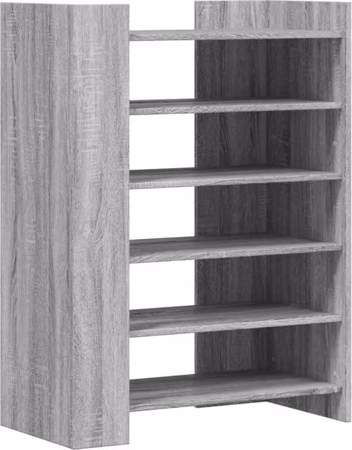 Scarpiera moderna Sonoma grigio con ante a battente e ripiani interni per ingresso o soggiorno L/P/H: 74,5 x 37,5 x 100 cm