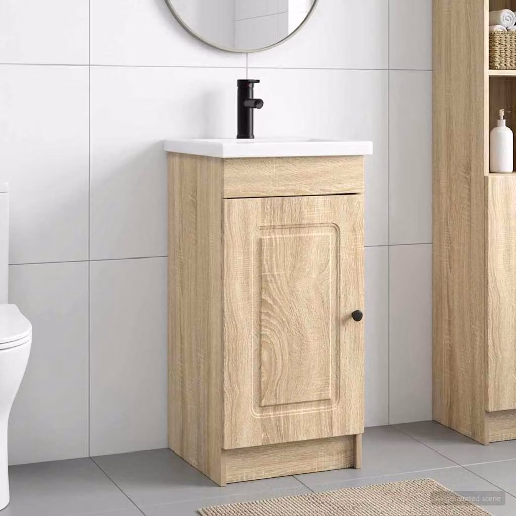 Mobile da bagno con lavabo vidaXL in Rovere Sonoma, L 42 cm x P 40 cm x H 84,5 cm