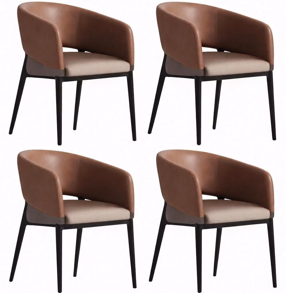 Set di 4 moderne sedie da ufficio, con rivestimento in pelle e eleganti gambe in metallo
