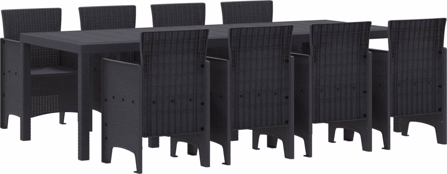 Set da Pranzo per Giardino 9 pcs Antracite Polipropilene