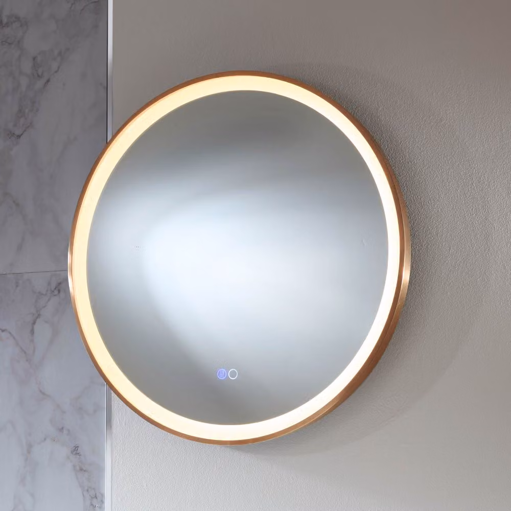 Specchio Rotondo Rame Satinato con Illuminazione a LED - 600mm