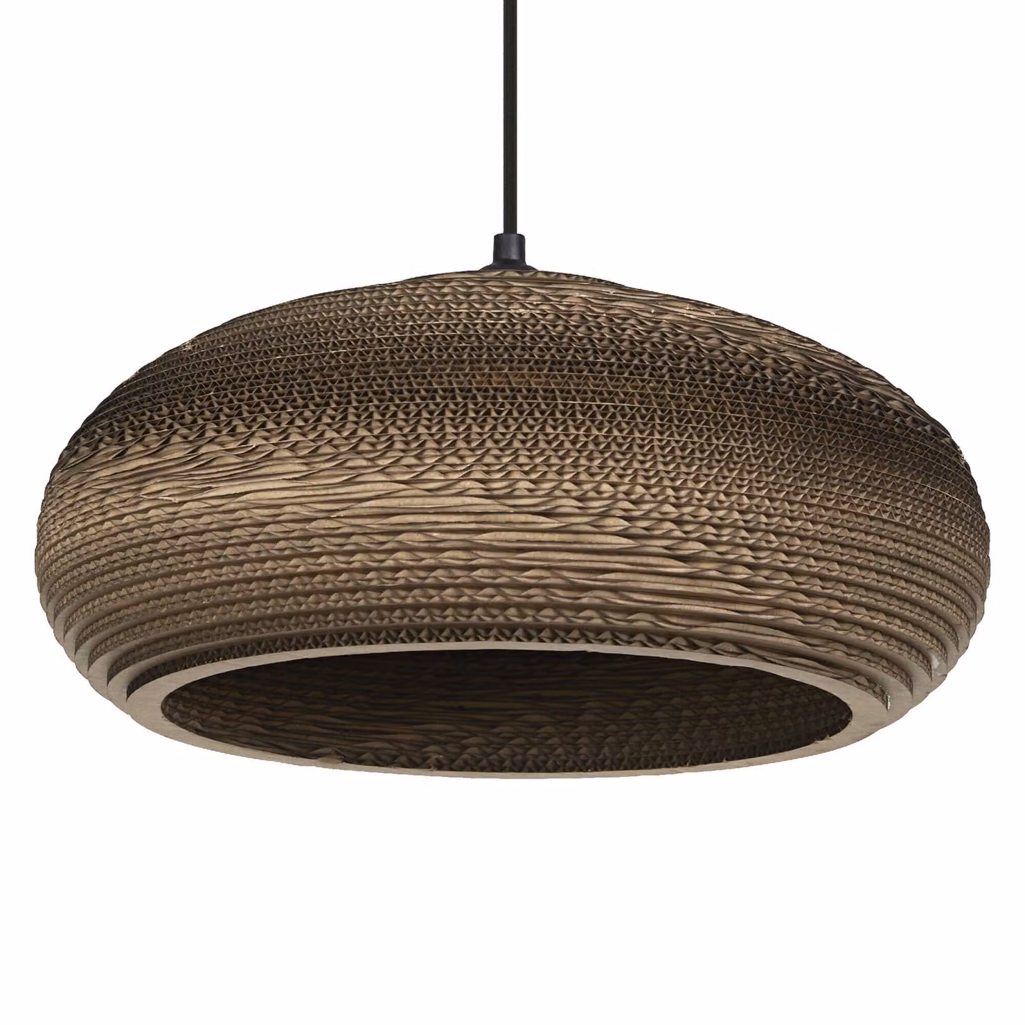 LEDVANCE Decor Cardboard Drop lampada a sospensione marrone in cartone ondulato, leggera, E27, diametro 400 mm, paralume in materiale riciclato, sostenibile grazie alla sorgente luminosa sostituibile, facile installazione