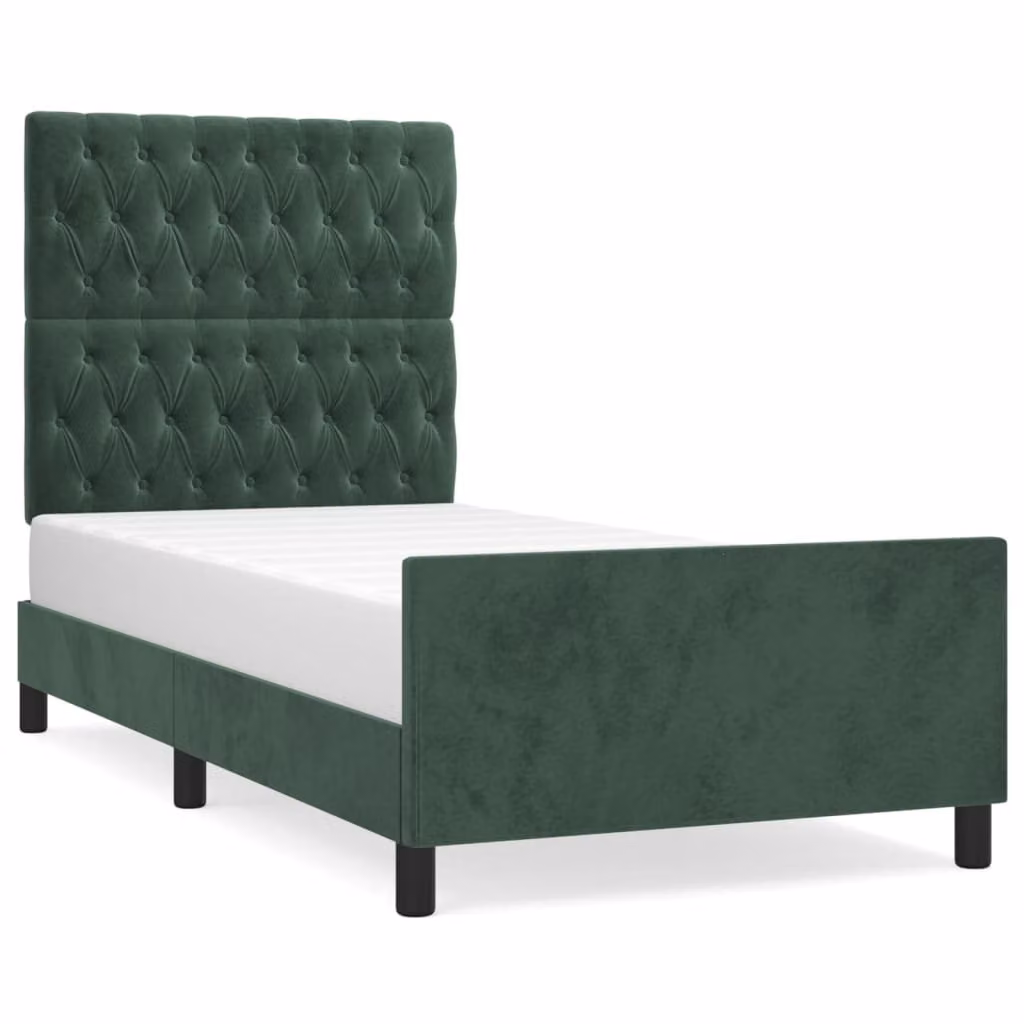Giroletto senza Materasso Verde Scuro 100x200 cm in Velluto