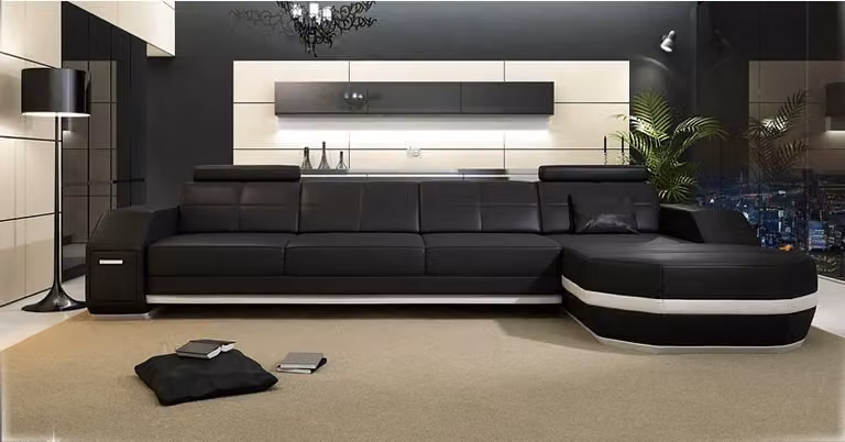 Design Ecksofa mit USB Polster Eck Garnitur Ledersofa Ecke Wohnlandschaft PH300B