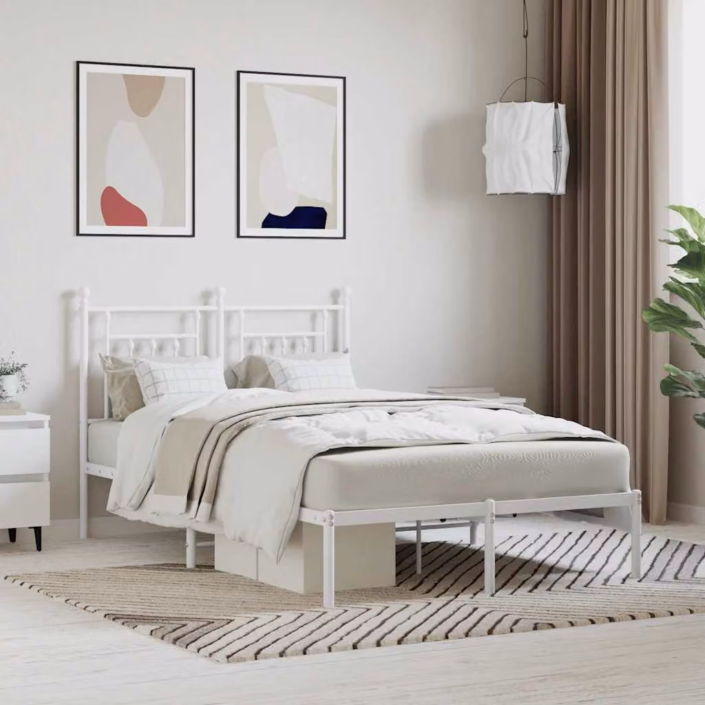 vidaXL Giroletto con Testiera in Metallo Bianco L/P: 120 x 200 cm