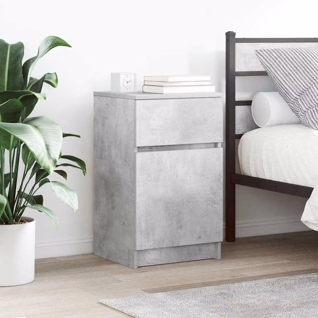 Comodino sospeso vidaXL in legno e MDF, Grigio e Marrone, L: 39 cm, P: 35 cm, H: 65 cm
