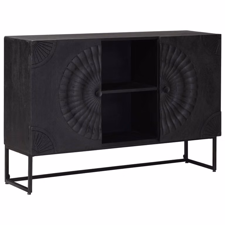 Credenza moderna vidaXL in legno di mango nero L 105 x P 30 x H 68 cm
