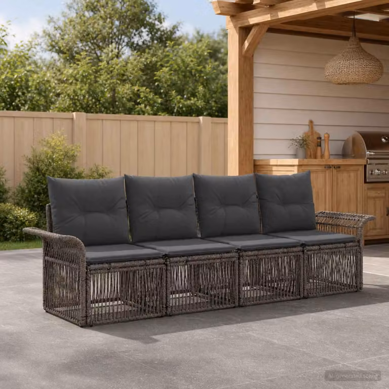 Maison Exclusive - Set da giardino composto da 4 pezzi, divano in rattan sintetico, colore grigio