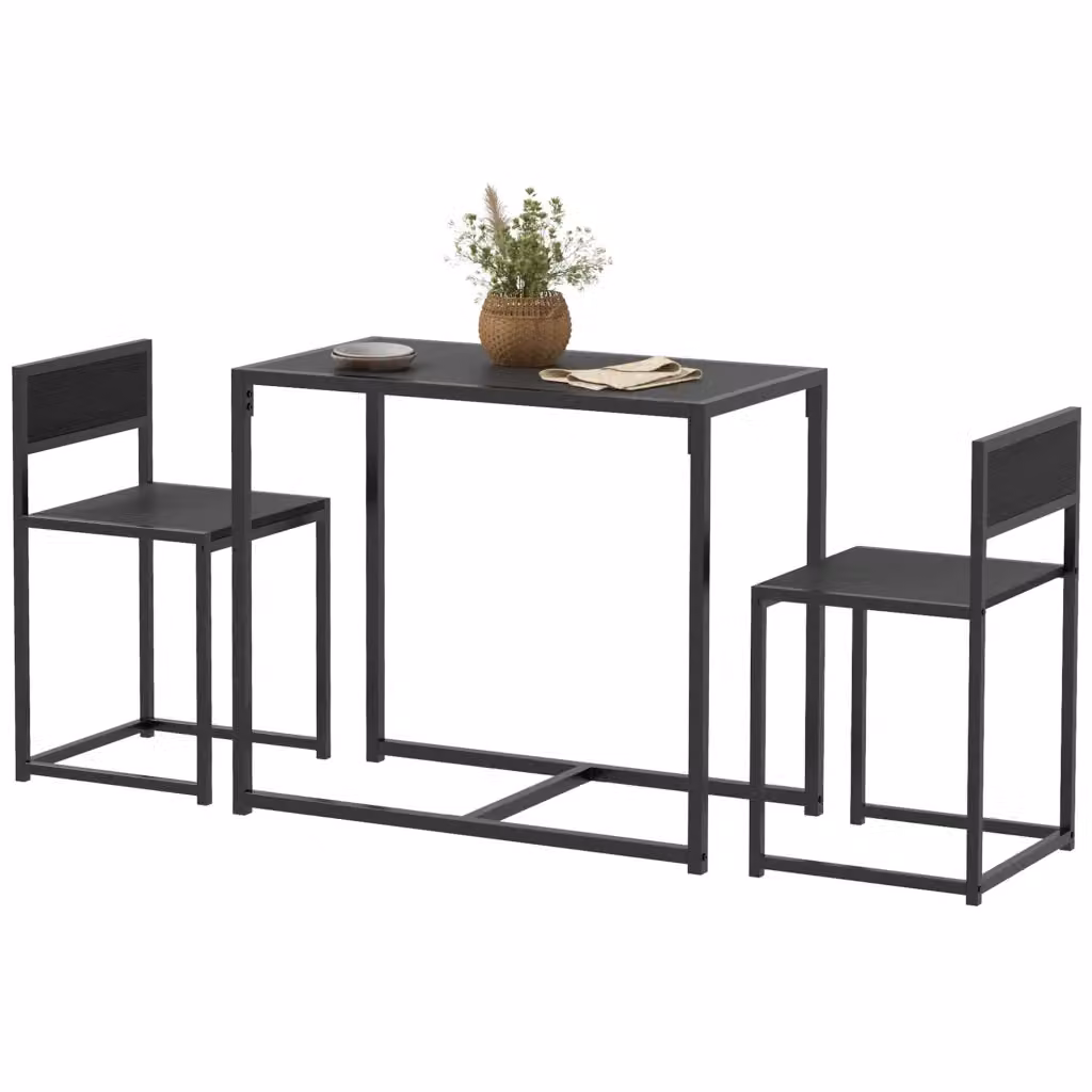 Set da pranzo XYLO composto da tavolo rettangolare e 2 sedie, colore nero, ideale per cucina e sala da pranzo – 2