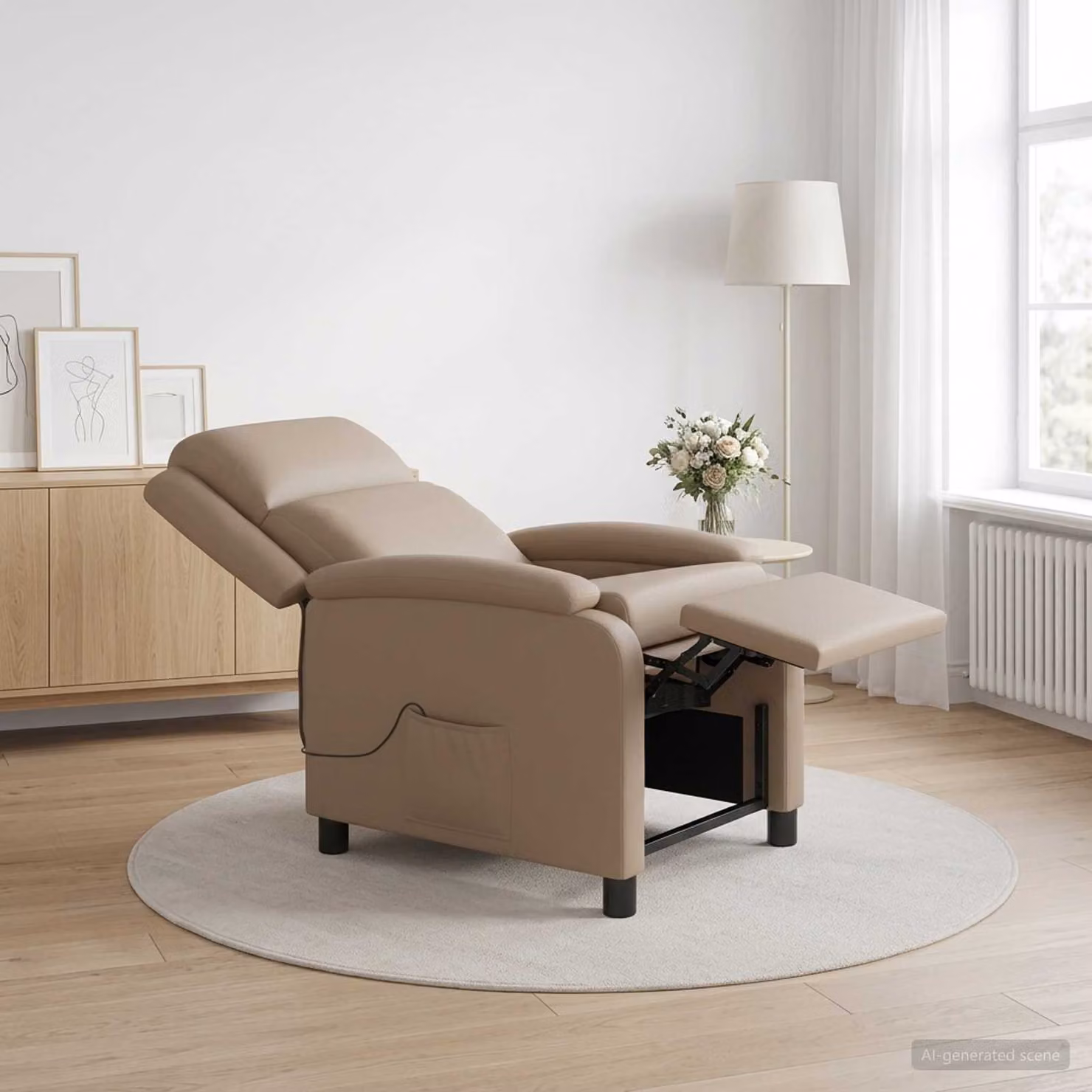 vidaXL Poltrona Relax con Braccioli in Similpelle Beige e Marrone