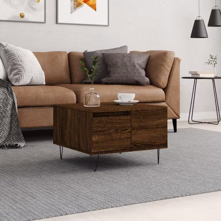 Tavolino The Living Store in rovere marrone 55x55x36,5 cm Materiale in legno