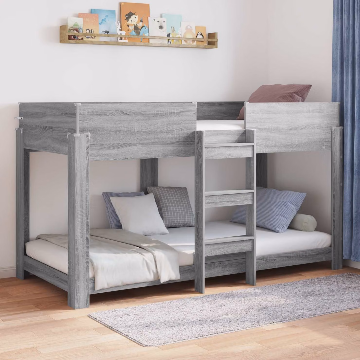 Letto a castello per bambini vidaXL in legno grigio 100 x 200 cm – 1
