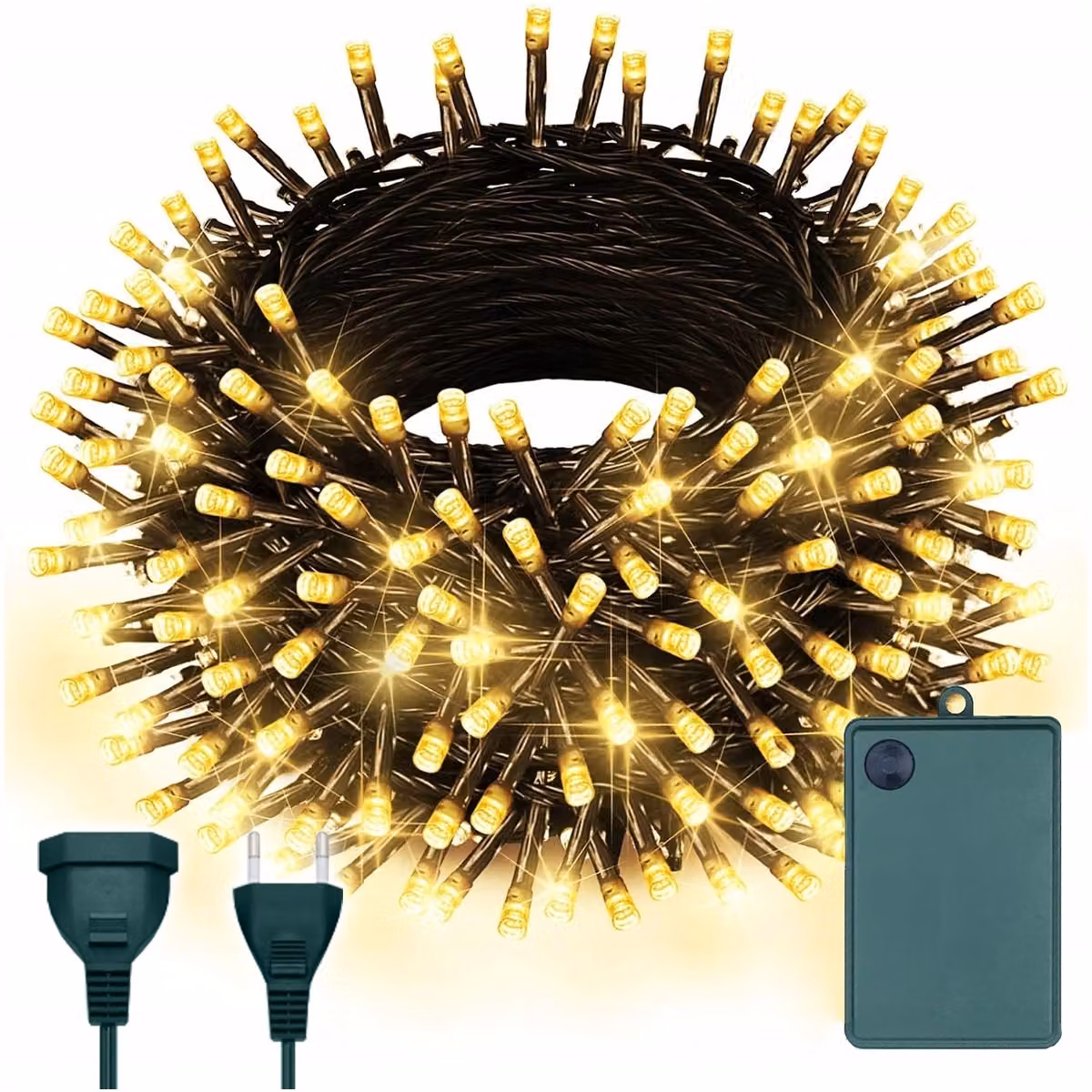 Luci Albero Di Natale 100 Led Programmatore 8 Modalità Bianco Caldo