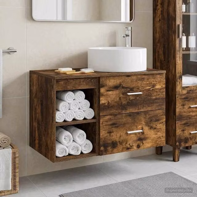 Set di mobili per il bagno 2 pz Rovere Fumo 3403932
