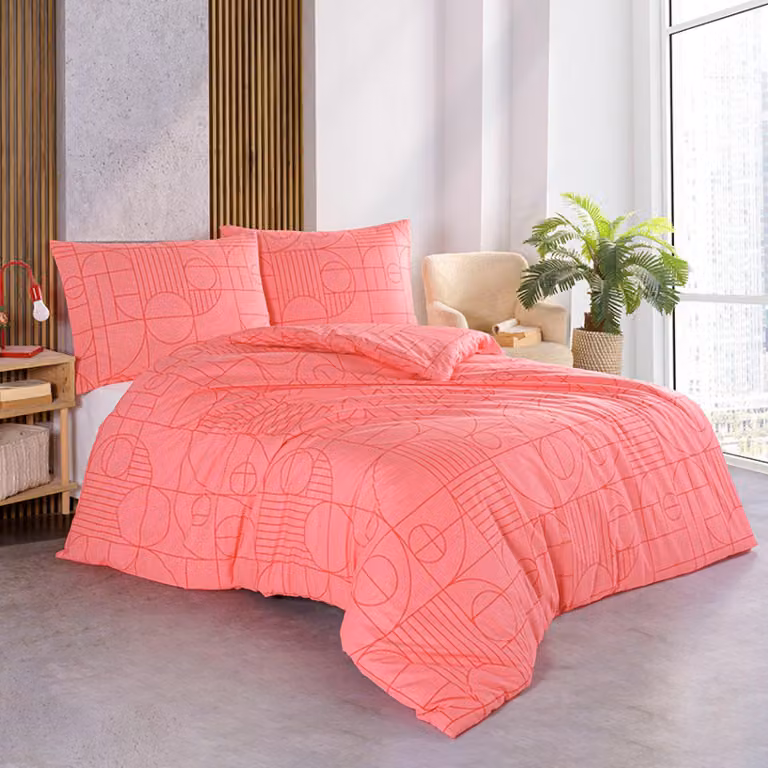 Biancheria da letto in cotone Geo Sunset Coral Dimensioni: 220x200 + 2x 70x90 cm