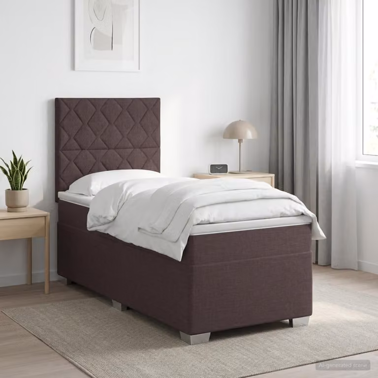 vidaXL Letto box spring con materasso a molle insacchettate Marrone e Bianco L/P: 100 x 200 cm