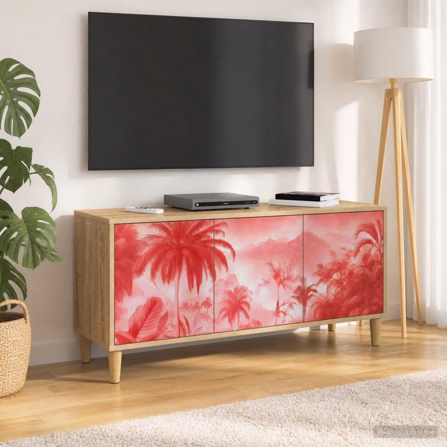 Mobile TV vidaXL AACHEN in legno ingegnerizzato color marrone e multicolore, L 102 x P 33 x H 50 cm