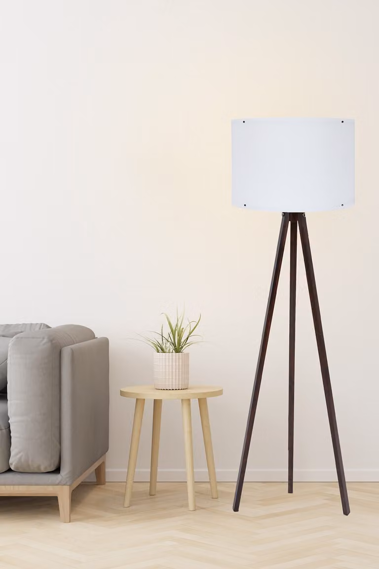 Opviq, 128- 128PRL, bianco, colore noce, lampade da terra, corpo in MDF
