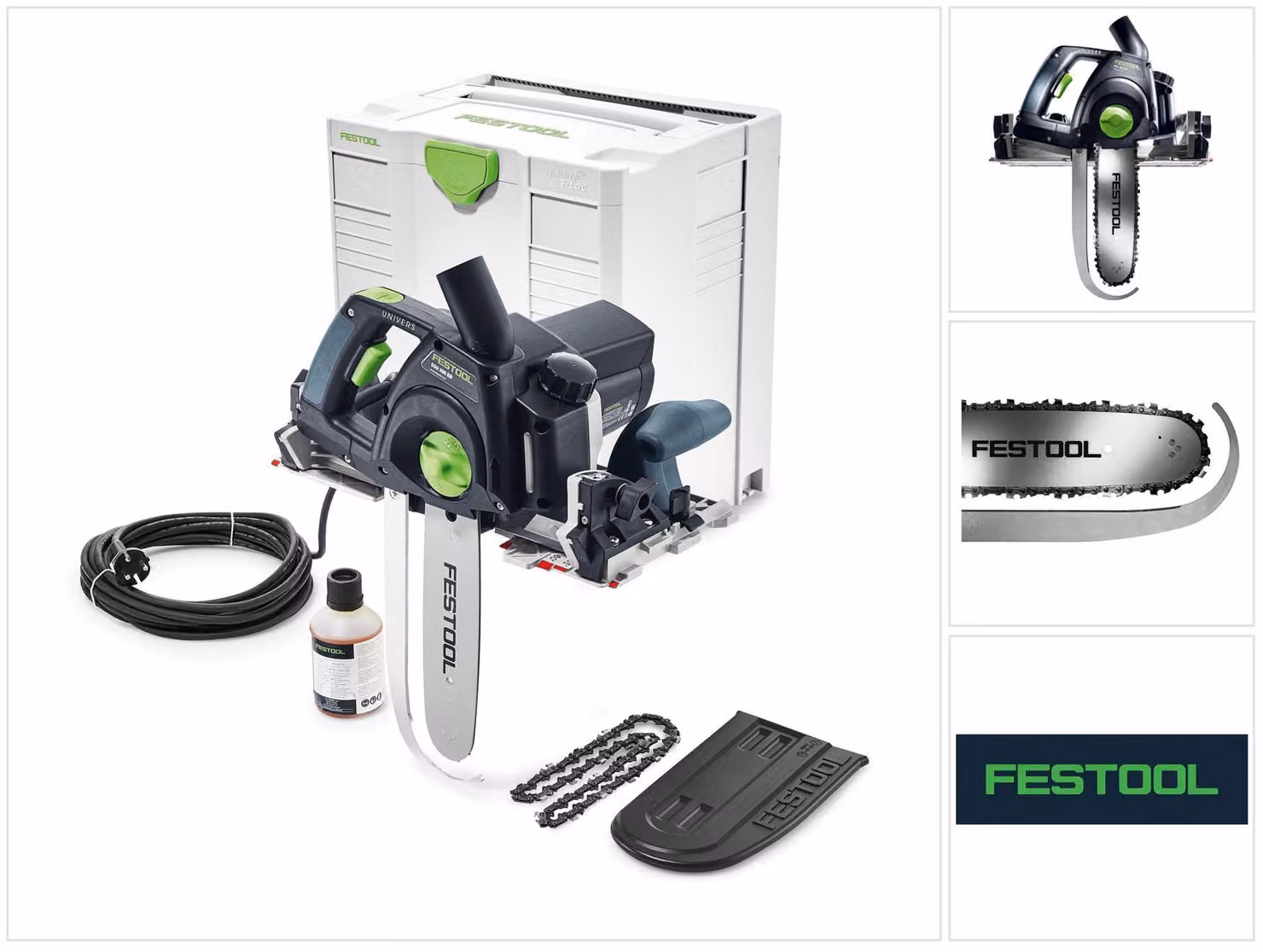 Festool SSU 200 EB-Plus UNIVERS Sega a spadino 1600 W / 200 mm in valigetta Systainer + Catena per sega ( 767995 )