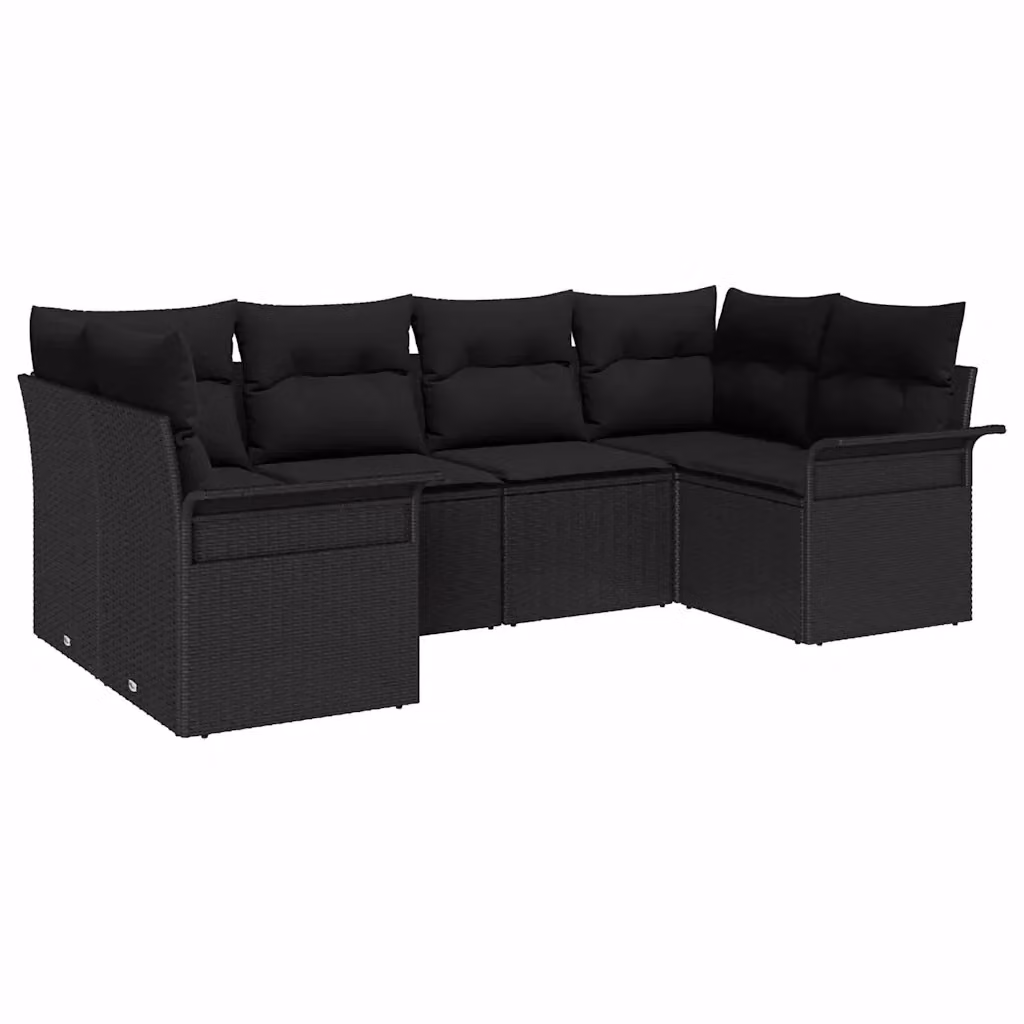 Set Divano da Giardino a L vidaXL in Polyrattan Nero con Cuscini e Struttura in Metallo – 2