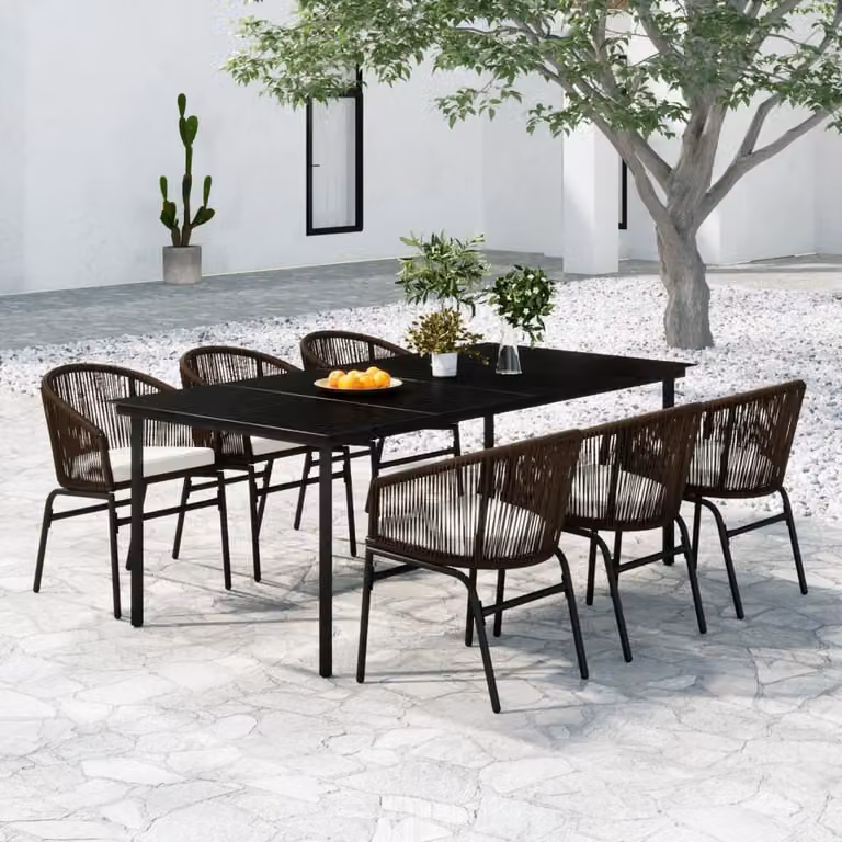 Maison Exclusive - Set da pranzo da giardino, 7 pezzi, marrone