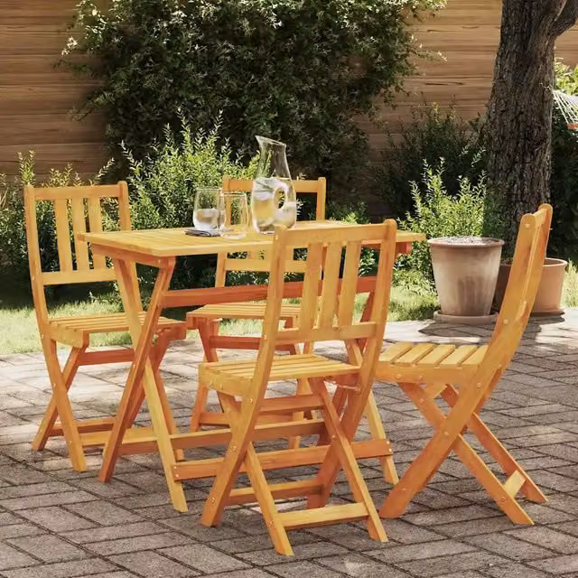 Set di 4 sedie da giardino vidaXL in legno di acacia oliato marrone L/P/H: 40 x 42 x 85 cm