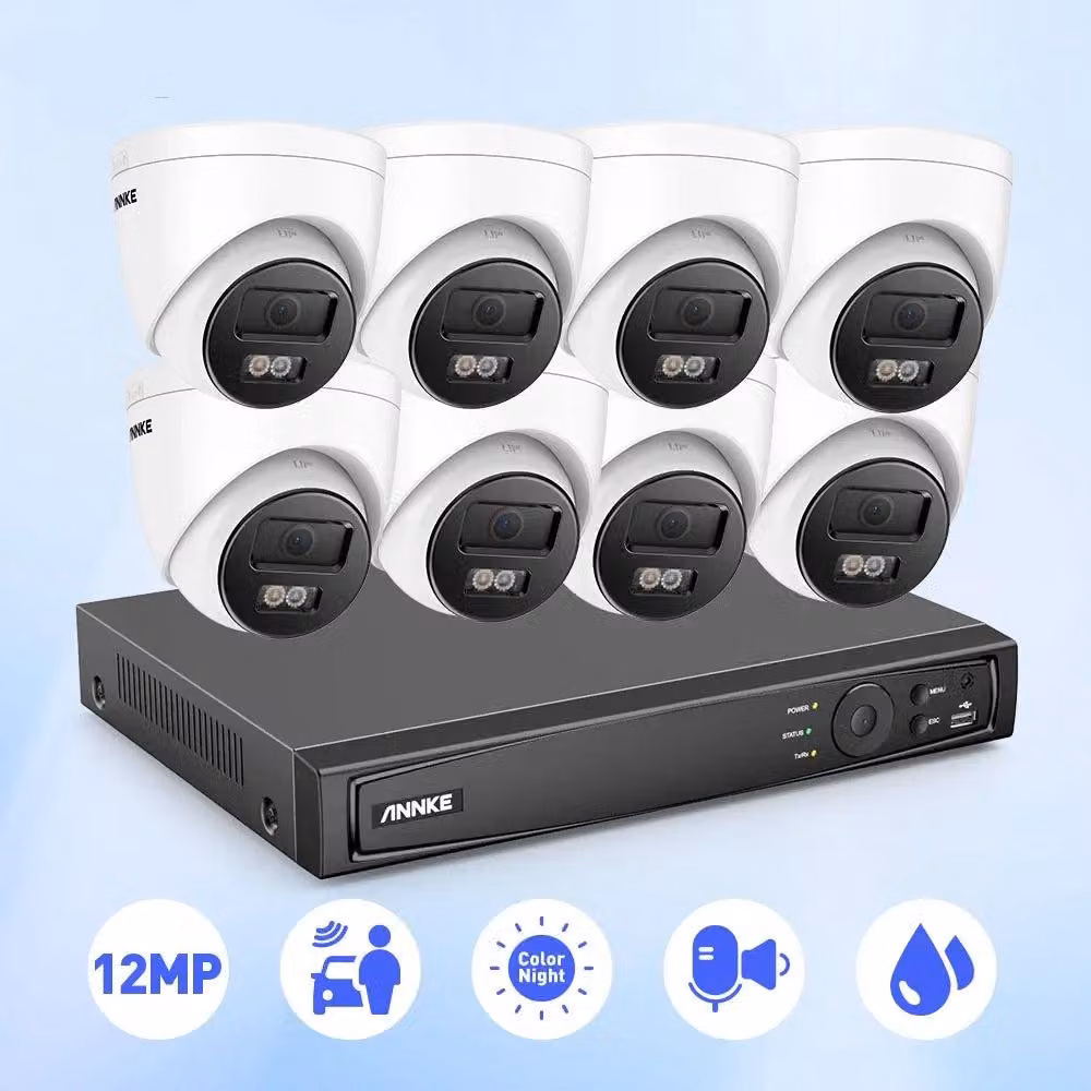 Sistema di sicurezza da 12 megapixel con 8 telecamere e 2 TB di spazio di archiviazione su disco rigido