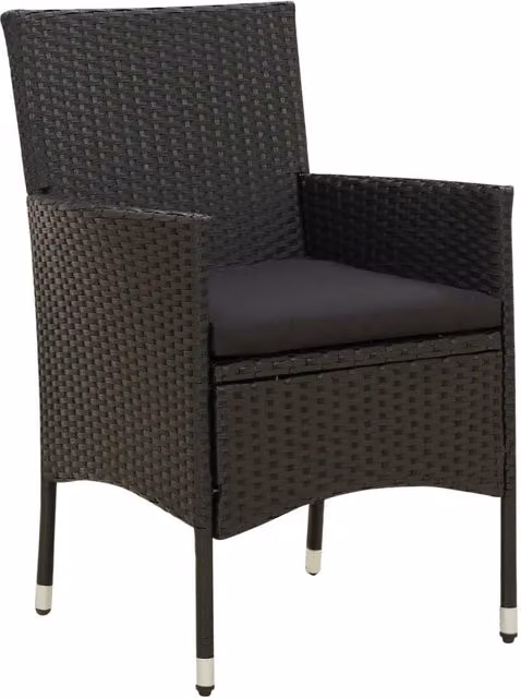 Sedie da Giardino con Cuscini 2 pz | Sedie da Esterno in Polyrattan Nere