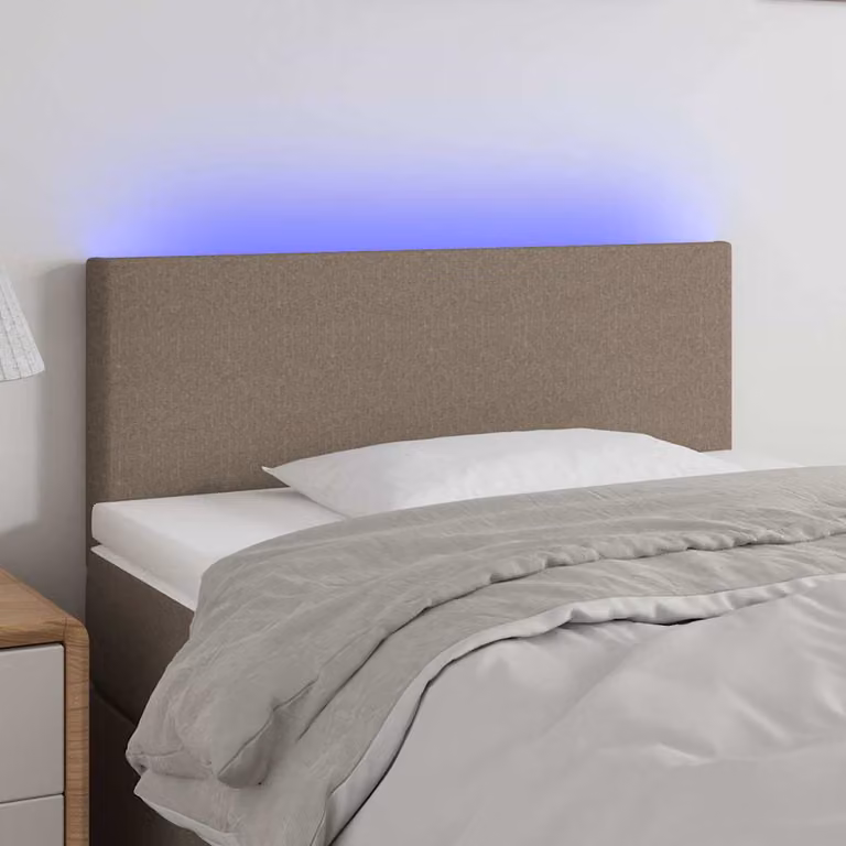 Testiera con LED e porta USB vidaXL in tessuto tortora, L 80 cm, P 5 cm, H 78-88 cm