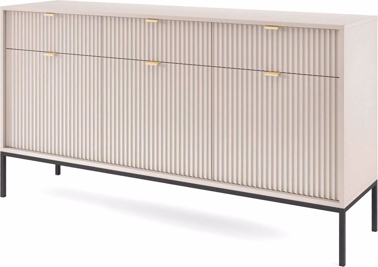 FURNLUX Credenza Avon Beige e Nero 154cm / Colore principale: Beige / Dimensioni: 154 x 83 x 39 cm