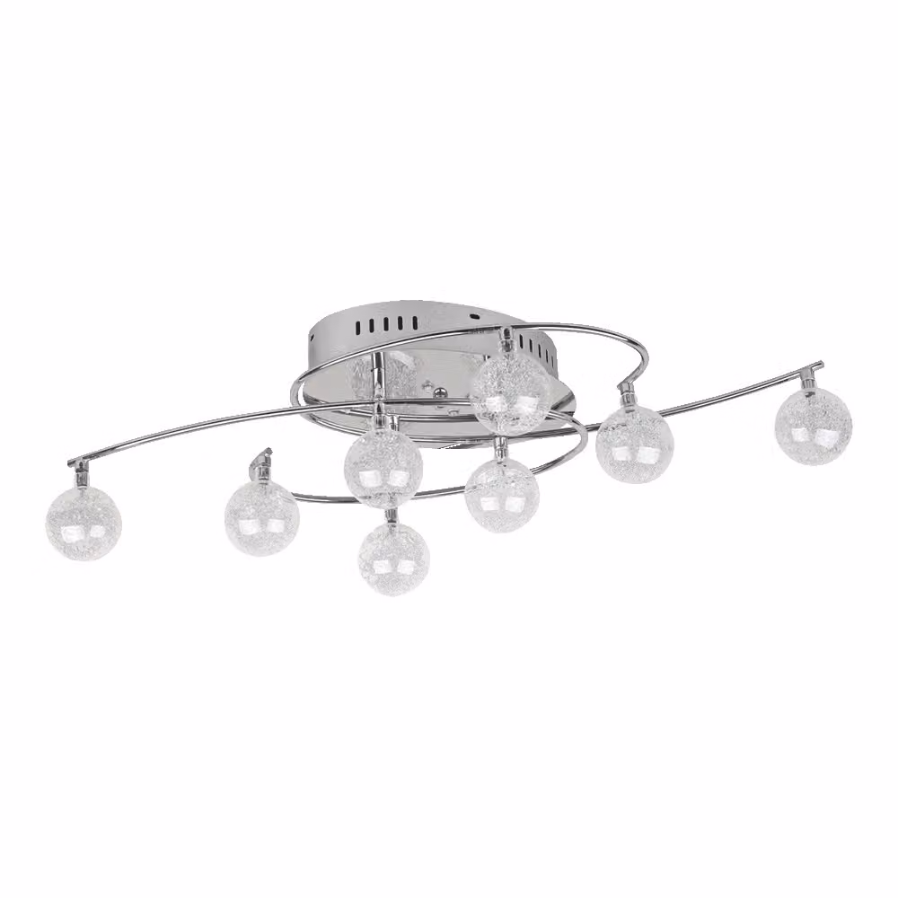 CHICAGO plafoniera 8xG4/20W, incl. 8xLED/0W, incl. cromo/vetro L: 740, H: 180, attacco G4, dimmerabile