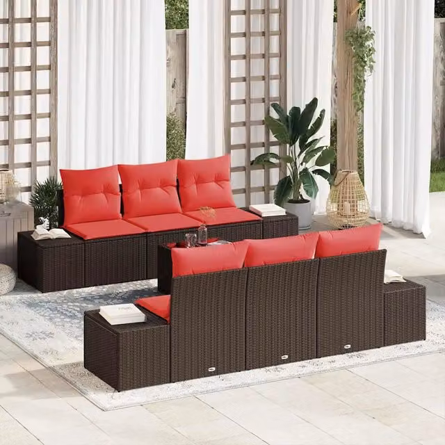 Set Divano da Giardino 7 pz Marrone polyrattan 3346954