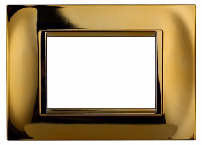 Ettroit Placca compatibile Bticino Livinglight 3 moduli plastica quadrata colore oro lucido LN89312